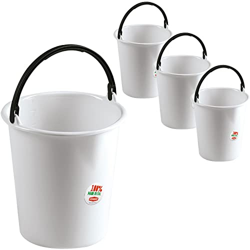 4X Eimer mit Ausguss Henkel 7L weiß Putzeimer Küche Bad Camping Kunststoff