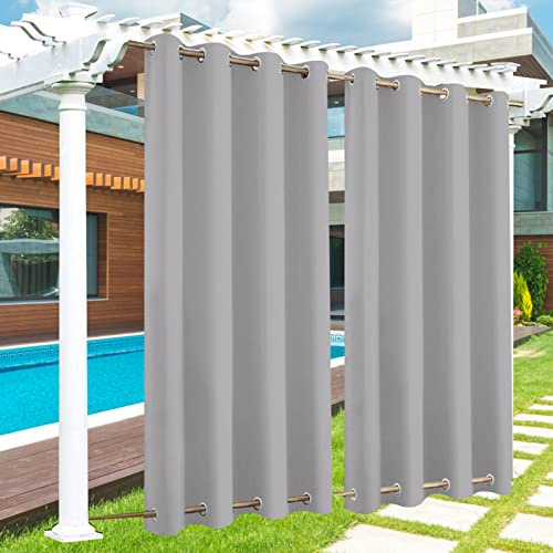 Outdoor Vorhang Wasserdicht 1 Stück, Outdoor Vorhang mit Ösen Oben und Unten, 24 Farben Outdoor Vorhang Wasserdicht Wetterfest Blickdicht für Veranda, Pergola, Laube, Custom