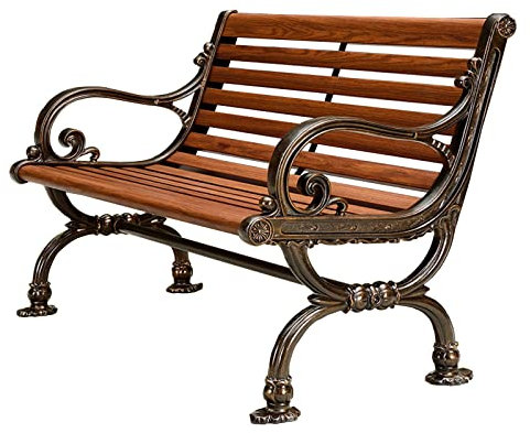 TUDERE Gartenbank Parkbank 2-Sitzer Alu-Bank Wetterfest Sitzbank für Garten, Balkon und Terrasse 3-sitzer mit Armlehnen & Rückenlehne(59.8in/152cm)