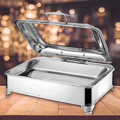 9L Chafing Dish Elektrische Speisenwärmer für Partys und Buffets, Wärmebehälter für Speisen Buffet mit Sichtbarer Abdeckung, Buffetwärmer - Einstellbare Temperatur (0-85℃)