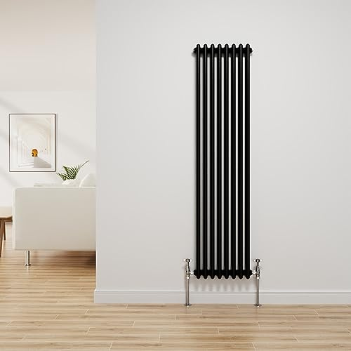 NRG Radiatore tradizionale nero in ghisa 2 colonne verticali riscaldamento centralizzato bagno radiatori 1500x380mm