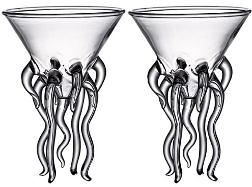 ABOOFAN 2pcs Jellyfish Cup Tiki Glasses Drinking Glasses Water goblets Tall Cup Martini Octopus Wine Cocktail Clear s Kitchen gaskets Bride Wine Set Cool