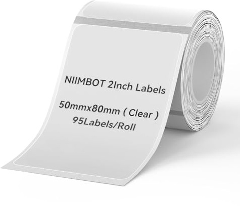 NIIMBOT Clear Labels for B1/B21/B3S, Personalised Label, Self-Adhesive Sticker Label 1.97 x 3.15 (50×80 mm) 95 Labels/Roll,Waterproof Labels for Kitchen Spice, Herb,Ingredients,Food