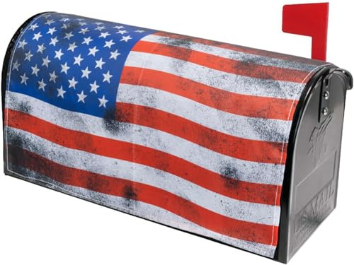 4th of July American-Flag-Mailbox-Covers Independence Day Patriotic Welcome Outdoor Decorations Waterproof Post Box Cover Wraps Post Letter Box Cover Garden Decor18 X 21(NOT Magnetic)