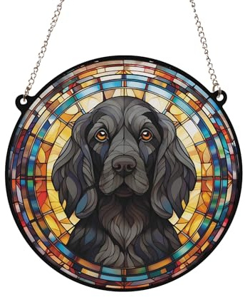 Cocker Spaniel Black Stained Glass Effect Suncatcher Gift for Dog Lovers - 19cm