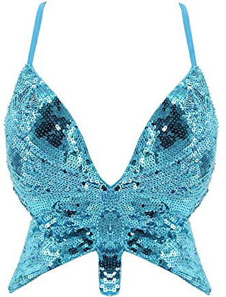 Winx Club Kostüm Bauchtanzkostüm Sexy Winx Club Neon Karnevalskostüme Pailletten Y2k Costume Outfit Corsagentop Schulterfrei Butterfly Bauchfreies Karneval BH Klamotten Tops