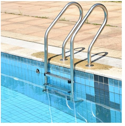 CAFIEDR Échelle de Piscine en Acier Inoxydable, échelle de Piscine Hors Sol, adaptée à la terrasse de Piscine Hors Sol intérieure et extérieure