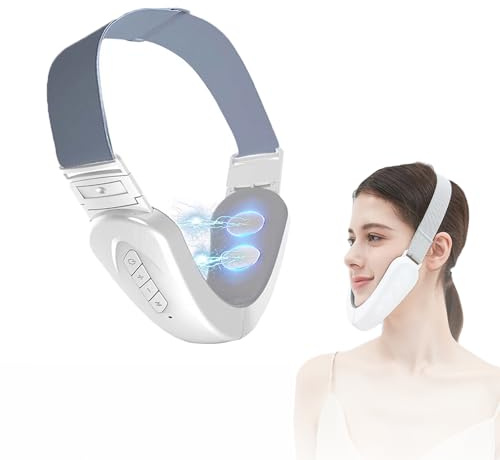 Masajeador Eléctrico en V para Facial con Tecnología EMS - Dispositivo de Estiramiento Antiarrugas (Blanco)