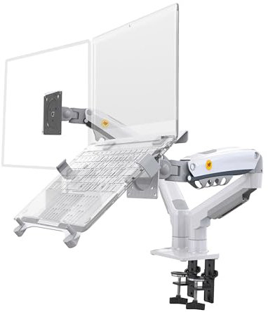 NB North Bayou Bras de Moniteur 2 en 1, pour Ordinateur Portable et Moniteur de 10 à 17 , pour Écran 17-27 Pouces, VESA 75/100 F160-FP Blanc