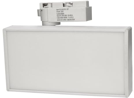 Jandei - Foco Techo Led Carril 30W. Tipo Panel, Aluminio Lacado. Blanco Neutro 4200K, 2500 Lúmenes, 185V-265V AC Riel Monofásico, Vestidor, Escaparate, Tienda, Oficina. (Blanco)