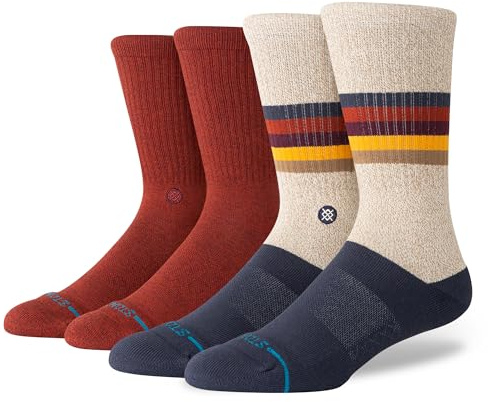 Stance Crew Socks - Wade Collection - Turn Table 2 Pack, Large (35'' - 38'')