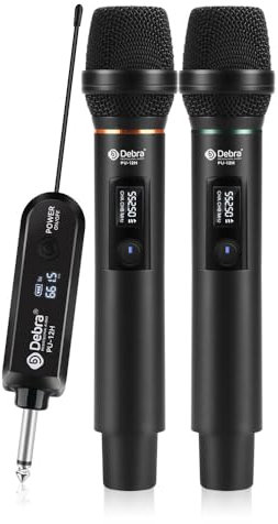 D Debra Kabelloses Mikrofon-Set, Dynamisches Handmikrofon, Dual-Metallmikrofone mit wiederaufladbarem Empfänger, Ideal für Singen, DJs, Gesang, Reden, Kirche, Party, Hochzeit