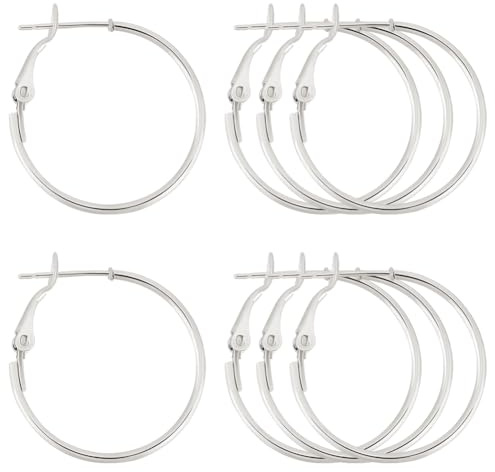Beebeecraft 1 boîte de 24 Boucles d'oreilles Créoles en Laiton Plaqué Platine Composants de Créoles Rondes Ouvertes pour la Fabrication de Bijoux Bricolage Artisanat Accessoires d'art Création Cadeau