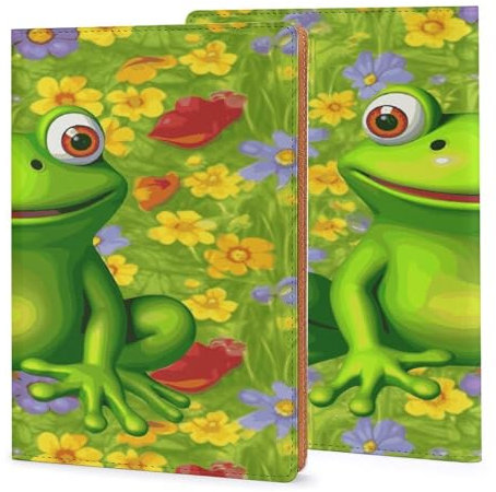 Leder-Notizbuchhülle, robuste Buchumschläge, Frosch-bedruckt, wasserdicht, schützt Notizbücher, Bücher und ist für Büro und Schule geeignet