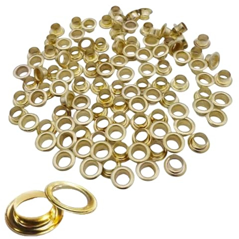 Lot de 120 œillets en métal doré de 10 mm pour cuir, œillets métalliques avec rondelles pour tissu en cuir
