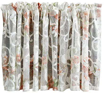 Farmhouse Küchen-Vorhänge, kurz, halbtransparent, Querbehang, Landhausstil, Fensterbehandlung für kleine Fenster, Rosa, 200 x 100 cm