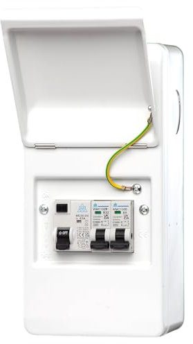 Metal Garage Mini Consumer Unit c/w 63a RCD and 2 MCBs (6a 32a)