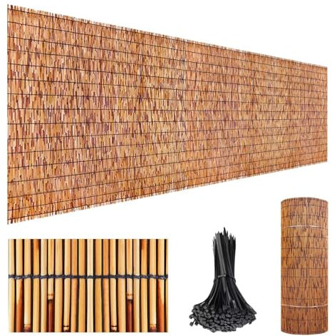 Schilfmatten Sichtschutz Zaun Schneiden Sichtschutz Balkon Bambus Matte Outdoor Schilfrohrmatte 180x600 Dekorativer Zaun Für Gartenzaun, Trennwand, Natürlicher Schilfrohr 80 100 120 180 Hoch