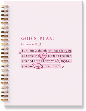 BAYOGITA Pink Christian Spiral Notebooks, Jeremiah 29:11 Bible Journaling Notebook, Religious Prayer Journal for Woman, Church Notes Notebook, Christian Gifts for Women, 5.5x8.3 Inches