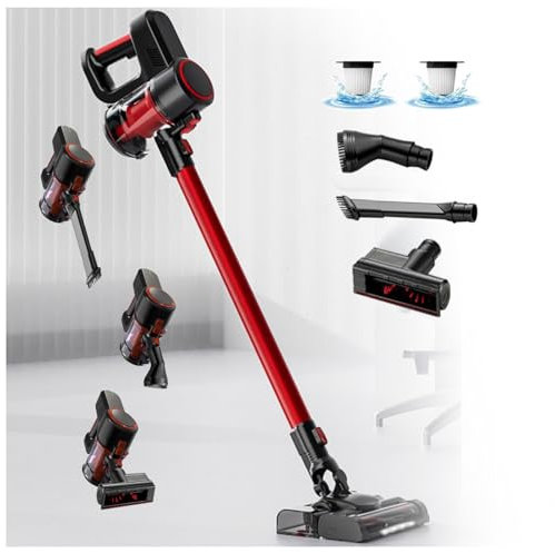 LRF-yxkj Lavapavimenti Senza Filo Asciutto e Umido,Luci LED,5 in 1 Lava Asciuga Pavimenti per Pulizia Domestica/Capelli/Polvere/Lavapavimenti