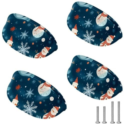 RODAILYCAY 4 tiranti per cassetti con pupazzi di neve e fiocchi di neve, con viti, maniglie per cassettiera con viti, accessori per armadietti, maniglie per cassetti per armadio, armadio