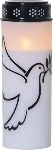 Star Trading LED Grablicht Dove, Grabkerze, Weiß, Taube, Warmweiß, Timer, Batterie, Außenbereich, 20,5 cm