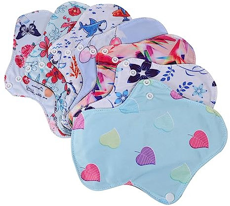 NIYANGLE 7Pcs Reusable Period Pads Set for Women Washable Cloth Sanitary Liners with Leakproof Design Comfortable Fit for Day Night Use Menstrual