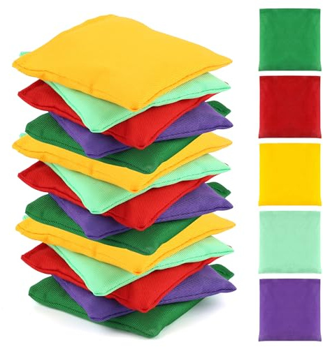 15 Pz Sacchetti di Cornhole 10x10cm Corn Hole Bean Bag Set Toss Game Lanciare i Sacchi di Fagioli Gioco di Lancio Giochi da Giardino all'aperto per Bambini Gioco di Buchi Ciechi per Adulti