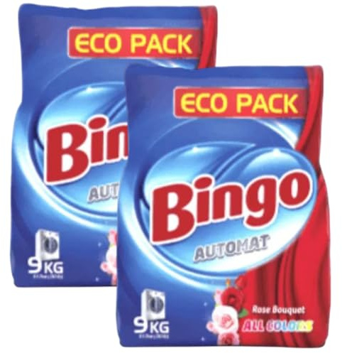 Bingo Waschpulver Eco Pack Rosen-Duft – 2 x 9 kg – Für weiße & bunte Wäsche