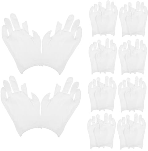 Hoement 12 Paare Weiße Baumwollhandschuhe Fingerlose Atmungsaktive Arbeitshandschuhe für Trockene Hände Weich Hautfreundlich Feuchtigkeitsspendend Vielseitig für Frauen und Männer Bequem