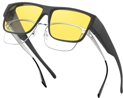 Ulknyss Fit Over Night Driving Glasses - Antireflexbehandlade polariserade mörkerseendeglasögon för män och kvinnor gult