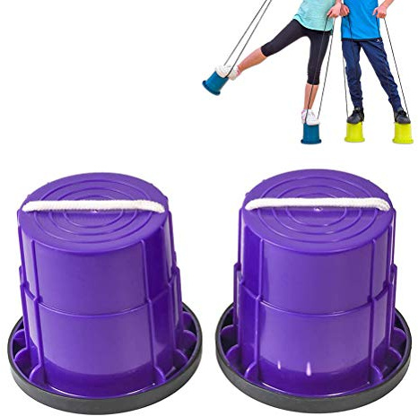 Stylebest Trampoli a Secchiello, Giocattoli per Allenamento Sull'equilibrio per Bambini con 2 Tazze da Passeggio in Plastica ABS per Giochi All'aperto, Attrezzatura Sensoriale per Bambini (Viola)