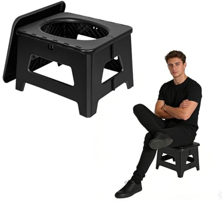 Trageklo Für Erwachsene: Camping WC Tragbar Mit Faltbarem Sitz Hocker, 36.7x32x26cm, Schwarz, PP, Für Wandern, Trekking, Boot, Zelt, Angeln, Auto, Erwachsene