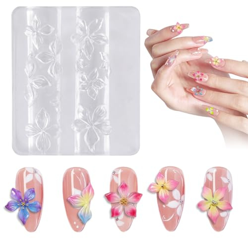 Moules de Nail Art Fleurs 3D, Moules en Silicone Transparent pour Ongles Réutilisables, Décorations Ongles Professionnelles pour Manucure DIY