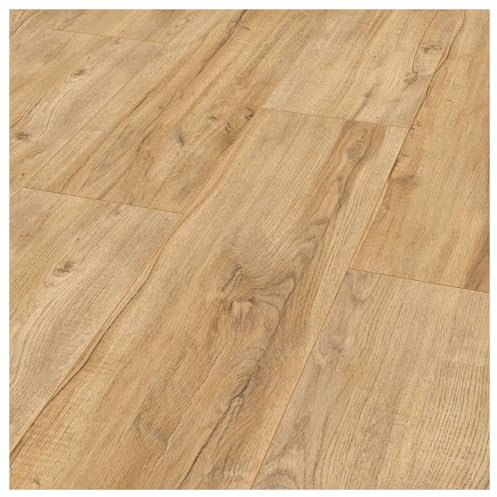 KRONOTEX Laminat Montmelo Eiche Natur – Exquisit Plus Serie, breite Landhausdiele mit Klicksystem, 244 × 1380 mm, 8 mm stark, strapazierfähig, moderne Holzoptik 244 x 1380 mm Montmelo Eiche Natur