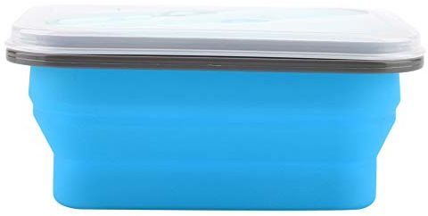Zerodis Contenitore per alimenti in silicone ecologico 600 ml, contenitore per il pranzo di conservazione degli alimenti retrattile piatto pieghevole da campeggio (blu)