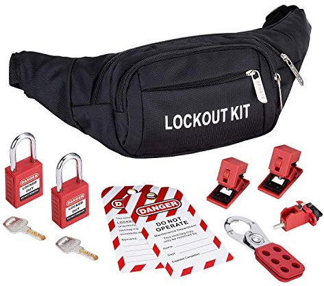 HOLULO Kit de Consignation Électrique Professionnel, Lockout Kit Comprenant consignation universelle de disjoncteur, étiquette de consignation, cadenas consignation pour l'industrie