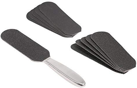 Lime à pied double face outil de râpe de pédicure pour peau morte dure dissolvant les callosités soins de la peau des pieds avec 10 pièces de rechange lime à pied en papier de verre et