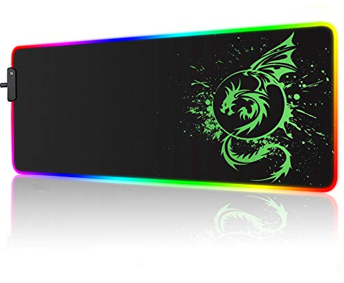 Foulrog RGB Gaming Mauspad,großes erweitertes leuchtendes LED Mauspad mit 15 Beleuchtungsmodi und USB, Glatte Oberfläche,wasserdichtes Gamer Mauspad für Gaming,MacBook, PC,Laptop,Schreibtisch(grün)