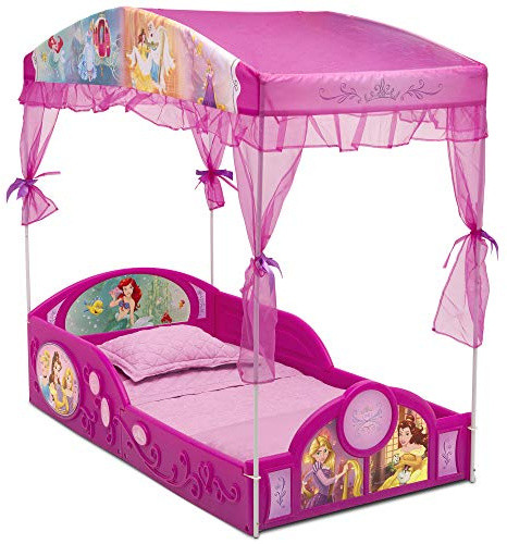 Delta Children - Disney Princess Plastic Sleep and Play Toddler Bed with Canopy, Pink