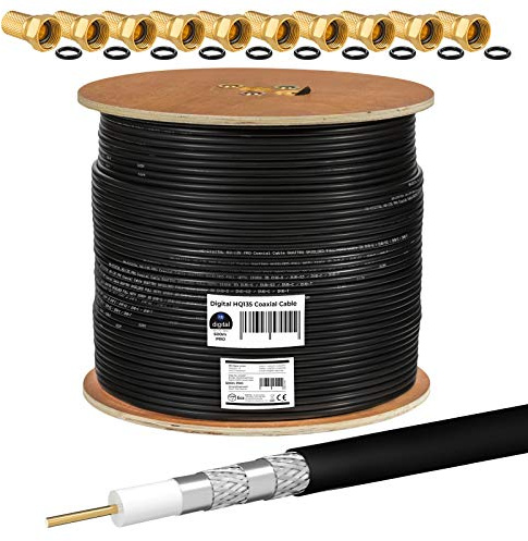 HB-DIGITAL 500m Koaxialkabel HQ-135 Antennenkabel 135dB SAT Kabel 8K 4K UHD 4-Fach geschirmt für DVB-S / S2 DVB-C / C2 DVB-T / T2 DAB+ Radio BK Anlagen + 100 F-Stecker GRATIS