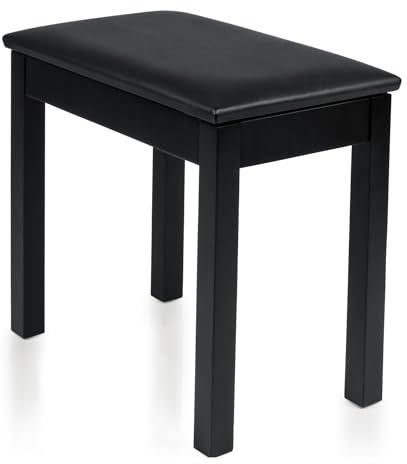 Gator Frameworks GFW-KEYBENCH-WDBKS Deluxe Klavierbank – Holzbank in Schwarz mit aufklappbarem Ablagefach, gepolsterte Sitzfläche, ideal für Piano, Keyboard, Studio & Bühne