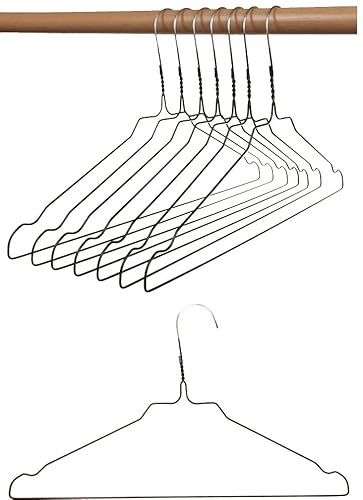 HAGSPIEL Kleiderbügel aus Metall, Drahtbügel aus hochwertige Zinkbeschichtung, mit Steg und Rockkerben (Schwarz, 50 St. 2,3 mm schwarz)