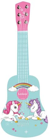 Lexibook Meine erste Gitarre aus Holz Einhorn, 6 Saiten, 53 cm, inkl. Anleitung, Rosa/Blau, K205UNI