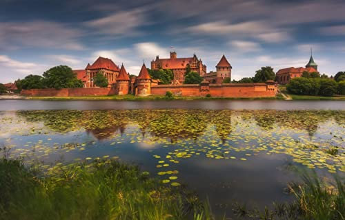 LHJOYSP Puzzel ab mädchen 3D Puzzle 1000 Teile,Naturschönheiten,Polen,Malbork,Schloss Marienburg,Fluss Nogart,75x50cm
