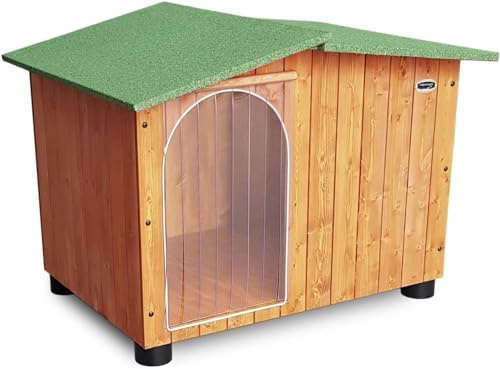 ORIGINAL LEGNO Hundehütten Hundehaus Hundehöhle Aus Massiv Holz Echtholz Geshenk THERMOVORHANG Made in Italy Mod. Oasi E - Dogge 119 x 90 x H87