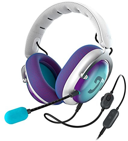 Teufel ZOLA Gaming Kopfhörer mit 7.1 USB-Soundkarte, DTS Headphone:X® 2.0 Surround Sound,Einstellbarer Mikrofonarm mit HD-Kondensator-Mikrofon, PC, Bequeme Passform -Hellgrau Violett