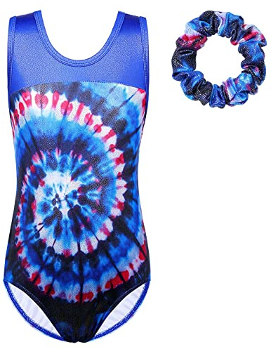 ZNYUNE B310 TieDyeBlue 10A Mädchen Gymnastikanzug Tanz Ballett Fischschuppen Stretch Gymnastikanzug B310