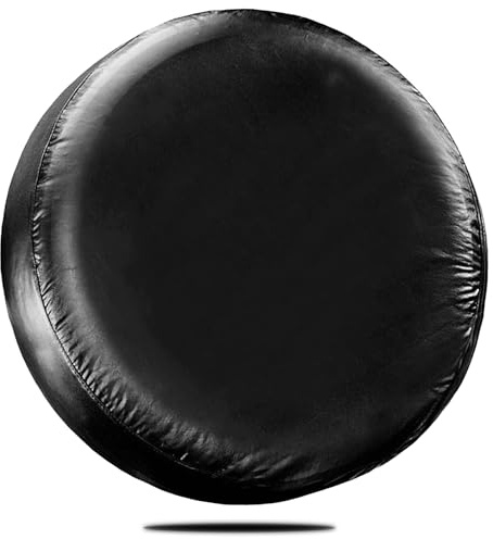 WSSROGY 15 inch PU Leather Soft Trailer Spare Tire Cover Fit for Jeep, SUV, Truck (Black, 15 inch for Diameter 27 - 29)