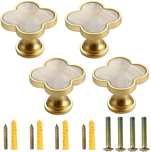 Roellgs 4 Piece 33mm Door Handle with Screws, High Grade Light Luxury Handle Wardrobe Cabinet Drawer Handle Single Hole Handle Home Decor（grey)）